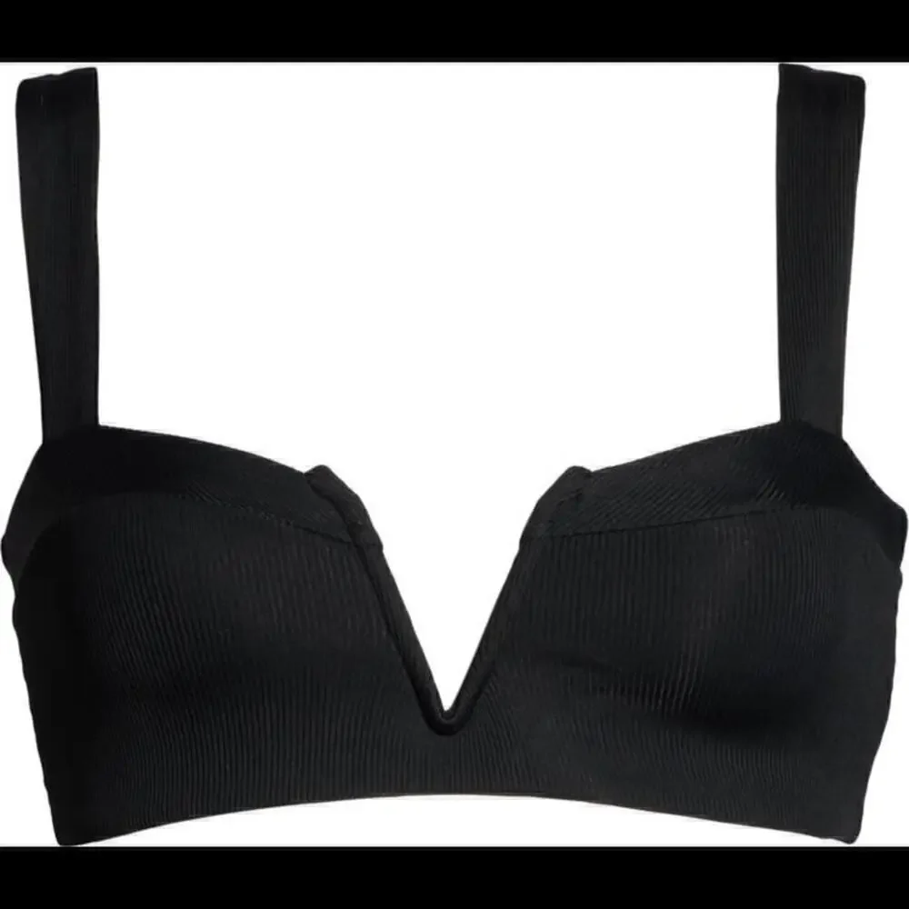 L Space Pointelle Rib Lee‎ Lee Bikini Top Black Size Small NWOT